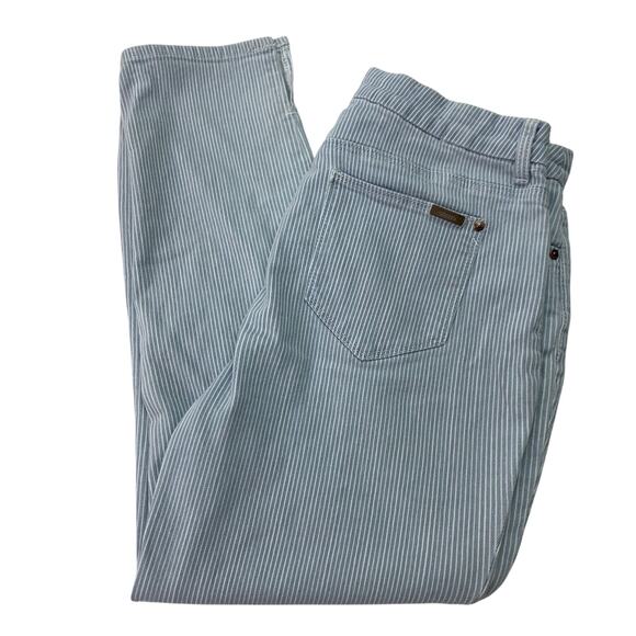Chico's Denim - Chico's Sz 10 Petite So Slimming Girlfriend Slim Leg Blue White Stretch Jeans